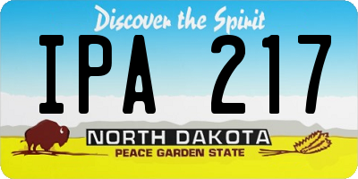 ND license plate IPA217