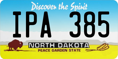 ND license plate IPA385