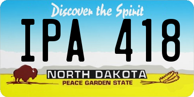 ND license plate IPA418
