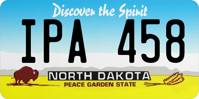 ND license plate IPA458