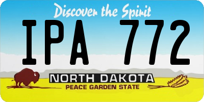 ND license plate IPA772