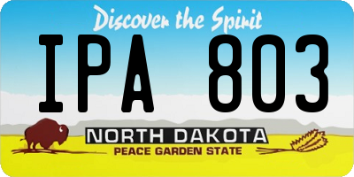 ND license plate IPA803
