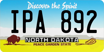 ND license plate IPA892