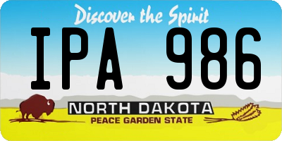 ND license plate IPA986