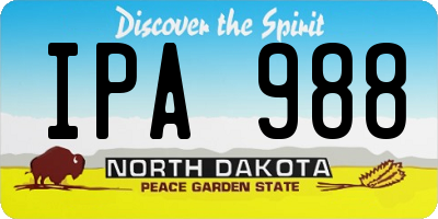 ND license plate IPA988