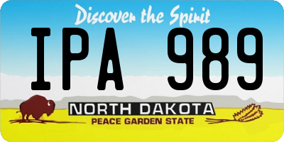 ND license plate IPA989