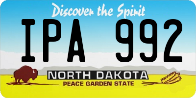 ND license plate IPA992