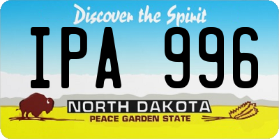 ND license plate IPA996