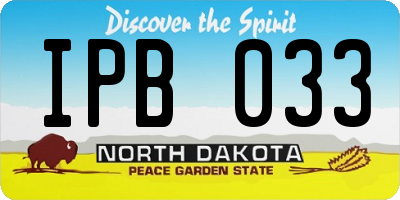 ND license plate IPB033