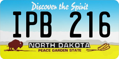 ND license plate IPB216