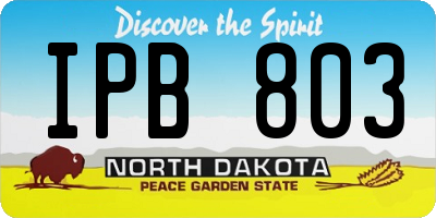ND license plate IPB803