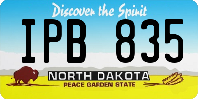 ND license plate IPB835