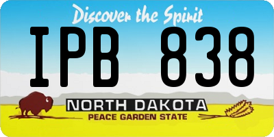 ND license plate IPB838
