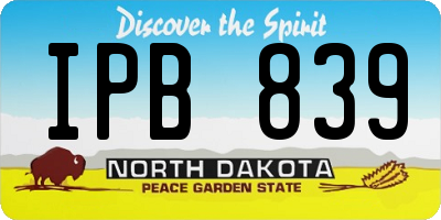 ND license plate IPB839
