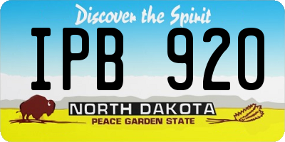 ND license plate IPB920