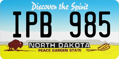 ND license plate IPB985