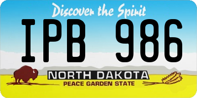 ND license plate IPB986