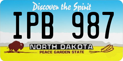 ND license plate IPB987