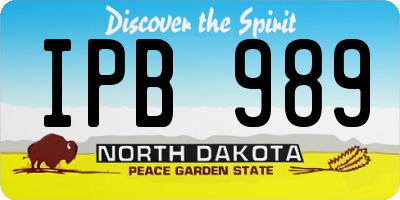 ND license plate IPB989