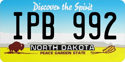 ND license plate IPB992