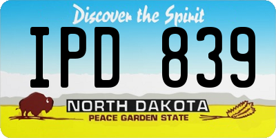 ND license plate IPD839
