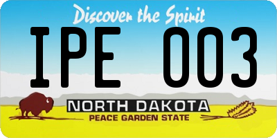 ND license plate IPE003