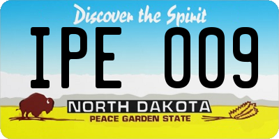 ND license plate IPE009