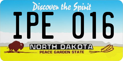 ND license plate IPE016