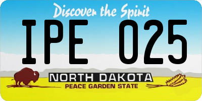 ND license plate IPE025