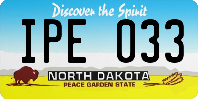 ND license plate IPE033