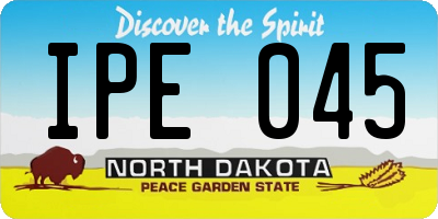 ND license plate IPE045