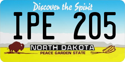 ND license plate IPE205