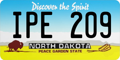 ND license plate IPE209