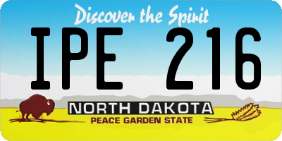 ND license plate IPE216