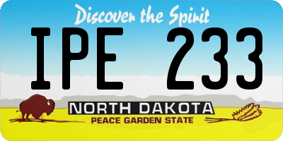 ND license plate IPE233