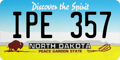 ND license plate IPE357