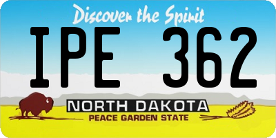 ND license plate IPE362