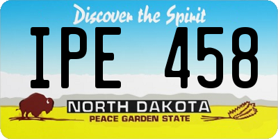 ND license plate IPE458