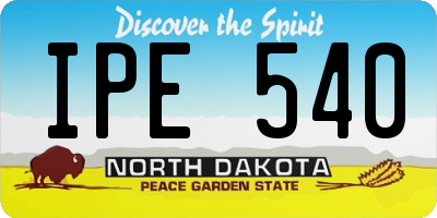 ND license plate IPE540