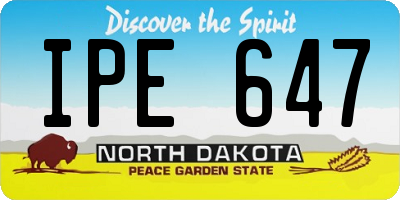 ND license plate IPE647