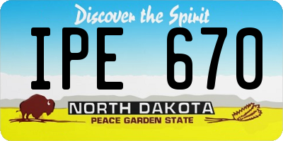 ND license plate IPE670