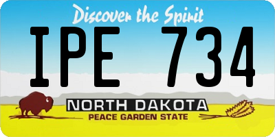 ND license plate IPE734
