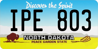 ND license plate IPE803