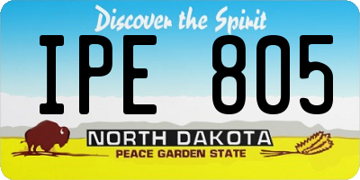 ND license plate IPE805