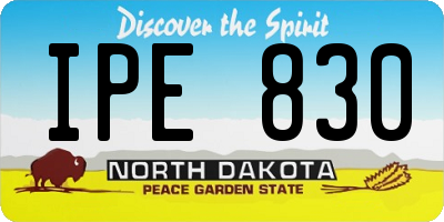 ND license plate IPE830