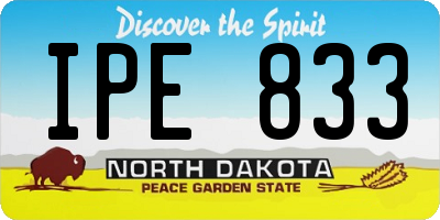 ND license plate IPE833