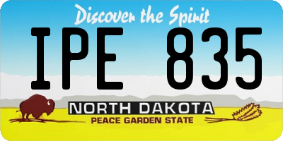 ND license plate IPE835
