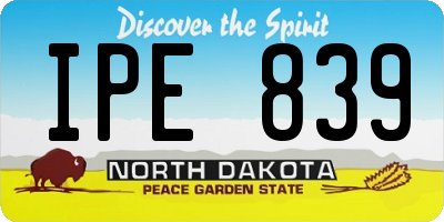 ND license plate IPE839