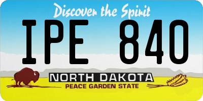 ND license plate IPE840
