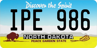 ND license plate IPE986